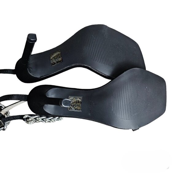 RAID Revvy Embellished Chain Ankle Strap Black Heeled Sandal - Picture 10 of 13